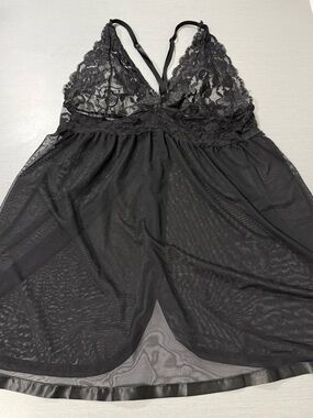 Avidlove Black Lace Mesh Babydoll Lingerie XL Sheer Chemise